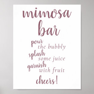 Póster Simple Momosa Bar Mauve Pink Any Event Rótulo