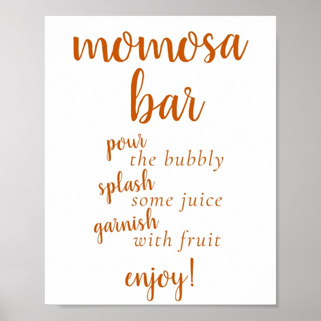 Póster Simple Momosa Bar | Naranja de otoño Cualquier Rót (Frente)