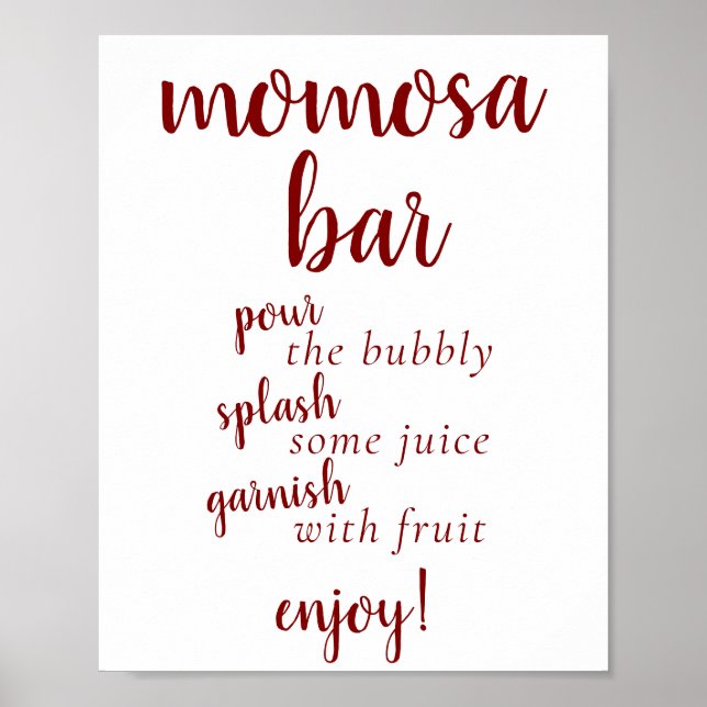 Póster Simple Momosa Bar | Rótulo de eventos Candy Apple  (Frente)