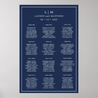 Simple Navy Blue Monograma Elegante Boda