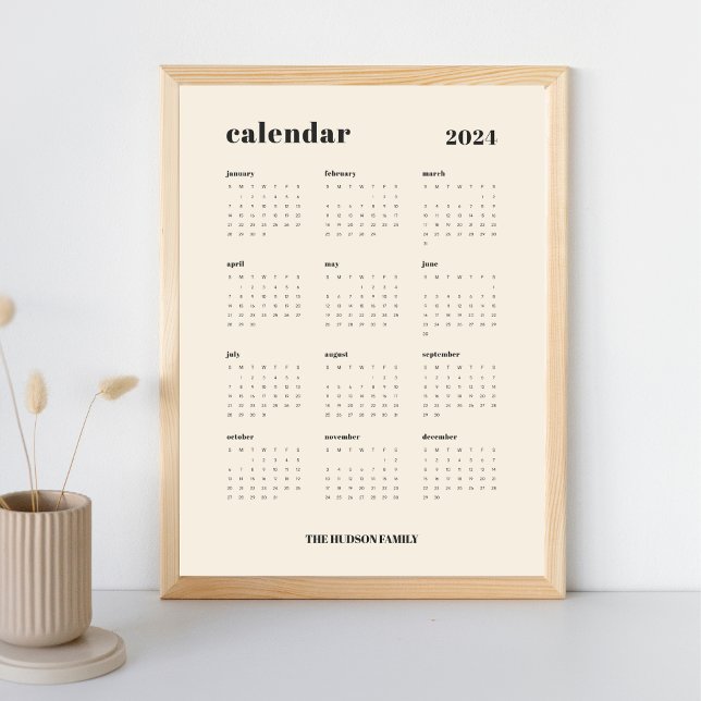 Póster SImple negrita | Calendario Cream y Black 2024 (Subido por el creador)