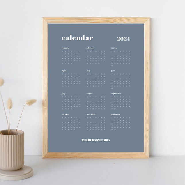 Póster SImple negrita | Calendario de pizarra gris y blan (Subido por el creador)