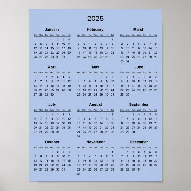 Póster Simple pero Elegante Calendario 2025 |  (Frente)
