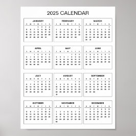Póster Simple pero Elegante Calendario 2025 | 