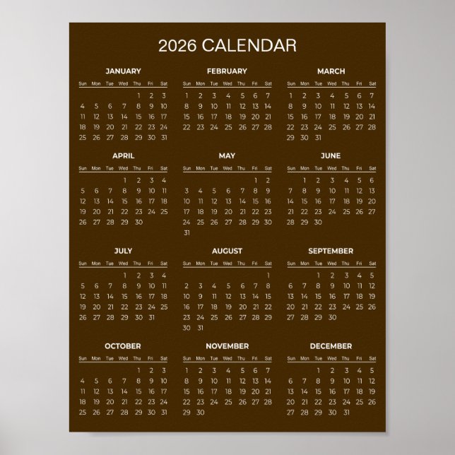 Póster Simple pero elegante calendario 2026 |  (Frente)