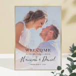 Póster Simple Photo Wedding Rehearsal Dinner Welcome<br><div class="desc">This simply chic wedding rehearsal dinner welcome poster features your favorite photo and black text, including your first names in a lively whimsical script. You can change the font and the wording to suit your style. Depending on the color of your photo, you might prefer white text-in that case, please...</div>