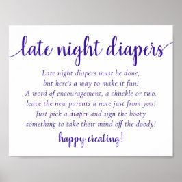 Póster Simple Purple Late Night Diapers | Ducha de uva