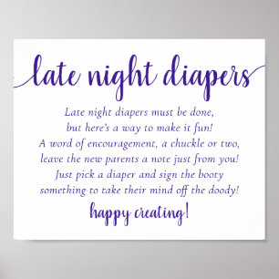 Póster Simple Purple Late Night Diapers   Ducha de uva