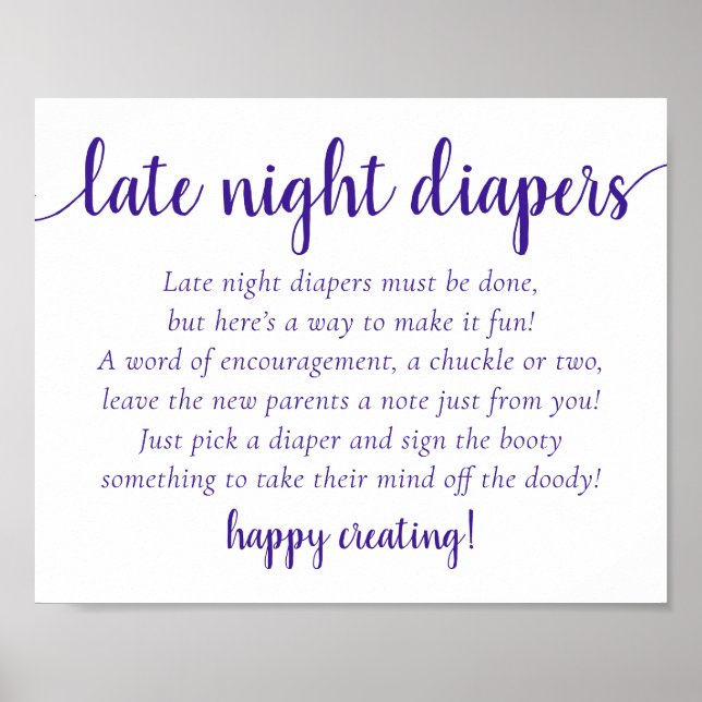 Póster Simple Purple Late Night Diapers | Ducha de uva (Frente)