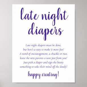 Póster Simple Purple Late Night Diapers   Ducha de uva