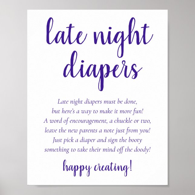 Póster Simple Purple Late Night Diapers | Ducha de uva (Frente)