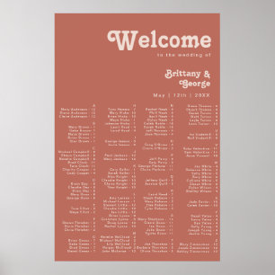 Póster Simple Retro Vibes Old Rose Alphabetical Seating