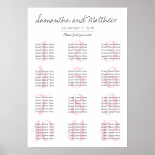 Póster Simple Romantic Blush Wedding Seating Chart