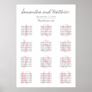 Póster Simple Romantic Blush Wedding | Seating Chart