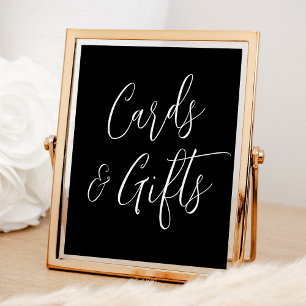 Póster Simple Script Black Wedding Cards and Gifts Sign
