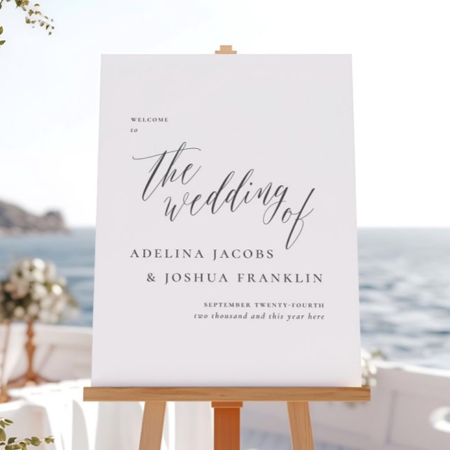 Póster Simple Script Calligraphy Wedding Welcome Sign (Subido por el creador)