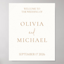 Póster Simple seña de bienvenida de marfil y Boda moderno