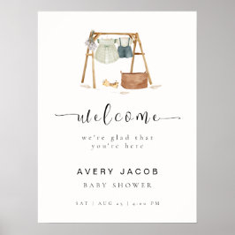 Póster Simple Signo de bienvenida de ropa de Baby Shower