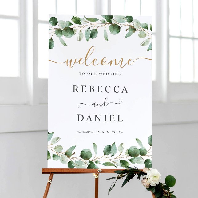 Póster Simple signo de bienvenida del Boda Eucalyptus Gre (Subido por el creador)