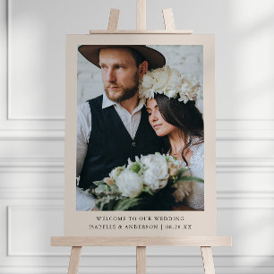 Póster Simple signo mínimo de bienvenida de Boda de fotog