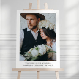 Póster Simple signo mínimo de bienvenida de Boda de fotos