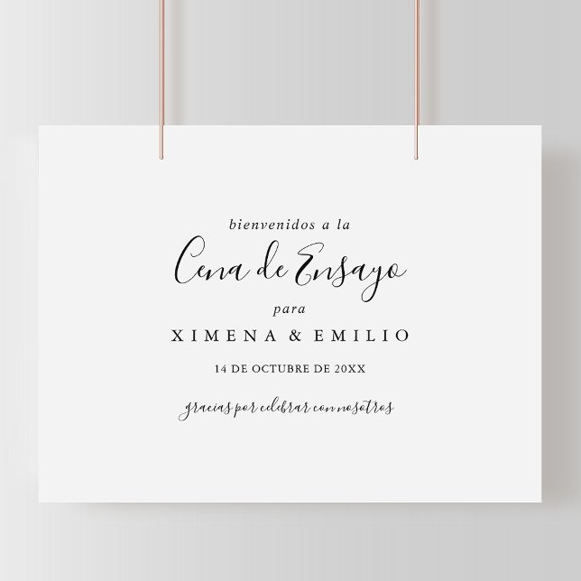 Póster Simple Spanish Rehearsal Dinner Welcome Sign (Subido por el creador)