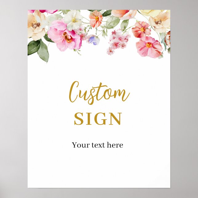 Póster Simple Spring Floral Custom Party SIgn (Frente)
