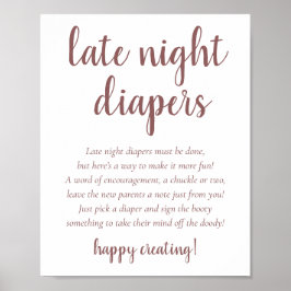 Póster Simple Taupe Tarde Noche Diapers | Rosa del desier