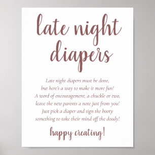 Póster Simple Taupe Tarde Noche Diapers Rosa del desier