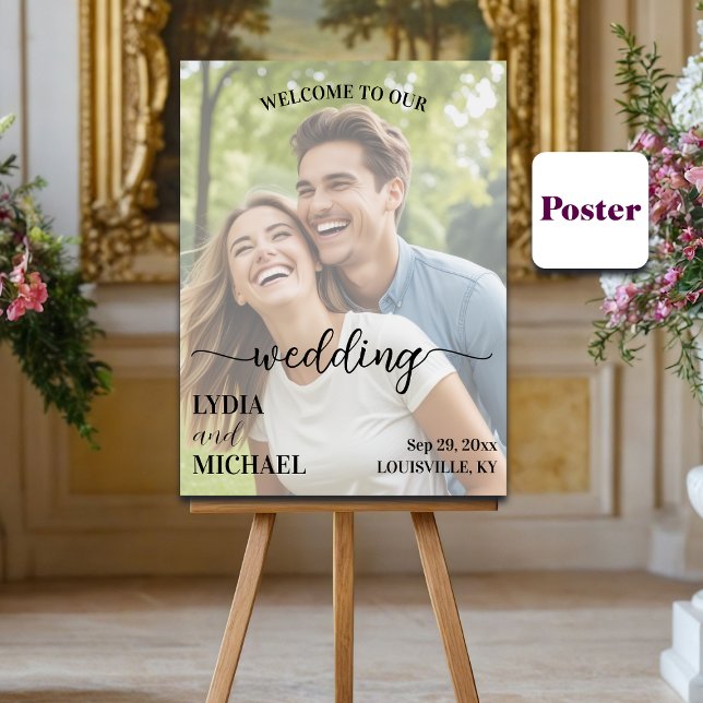 Póster Simple Text Overlay Photo Wedding Welcome (Subido por el creador)