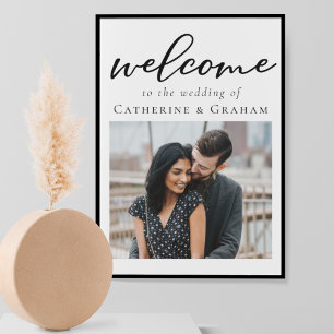 Póster Simple tipografía negra foto-Boda de bienvenida