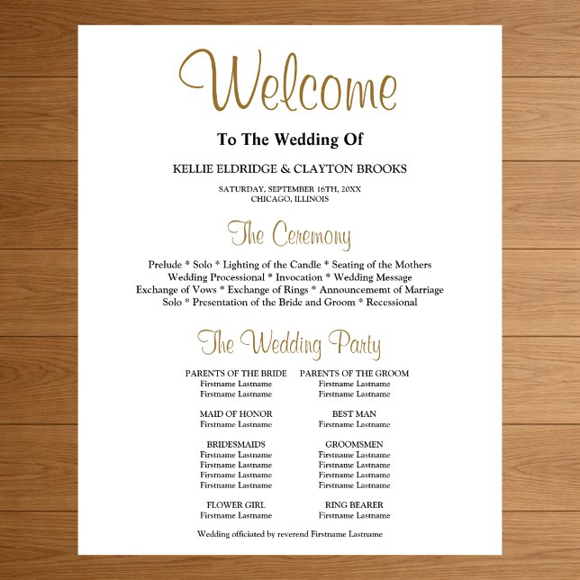Póster Simple Wedding Ceremony Program (Subido por el creador)