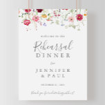 Póster Simple Wildflower Rehearsal Dinner Welcome<br><div class="desc">This simple wildflower rehearsal dinner welcome sign is perfect for a modern wedding rehearsal. The design features a multicolored assortment of pink,  blush,  purple,  yellow,  white,  violet,  red,  burgundy wild flowers.</div>