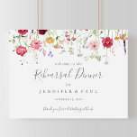 Póster Simple Wildflower Rehearsal Dinner Welcome<br><div class="desc">This simple wildflower rehearsal dinner welcome sign is perfect for a modern wedding rehearsal. The design features a multicolored assortment of pink,  blush,  purple,  yellow,  white,  violet,  red,  burgundy wild flowers.</div>