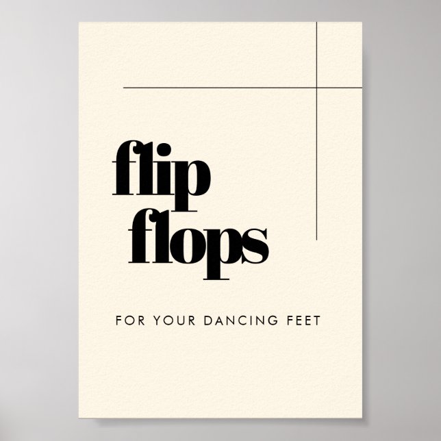 Póster Simple y elegante boda de moda Flip Flops signo (Frente)