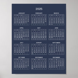 Póster Simple y Elegante Calendario 2025 | 