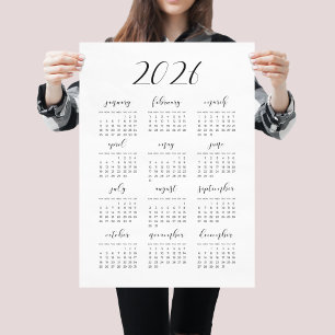 Póster Simple y elegante calendario 2025