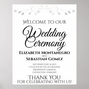Póster Simple y elegante cartel de bienvenida para boda e