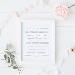 Póster Simple y elegante certificado de matrimonio<br><div class="desc">Poster de certificado de matrimonio elegante y sencillo</div>