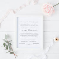 Simple y elegante certificado de matrimonio