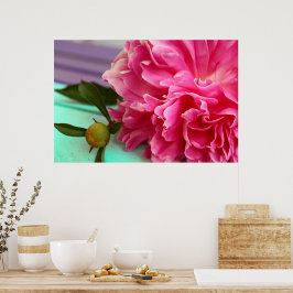Póster Simple y elegante Peony Flower Botanica