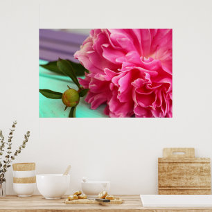 Póster Simple y elegante Peony Flower Botanica