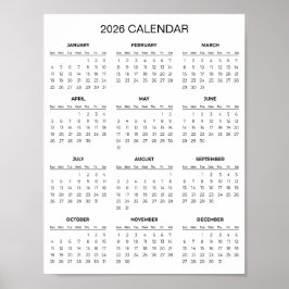 Póster Simple Yet Elegant 2026 Calendar | 