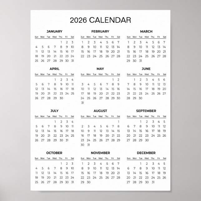 Póster Simple Yet Elegant 2026 Calendar |  (Frente)