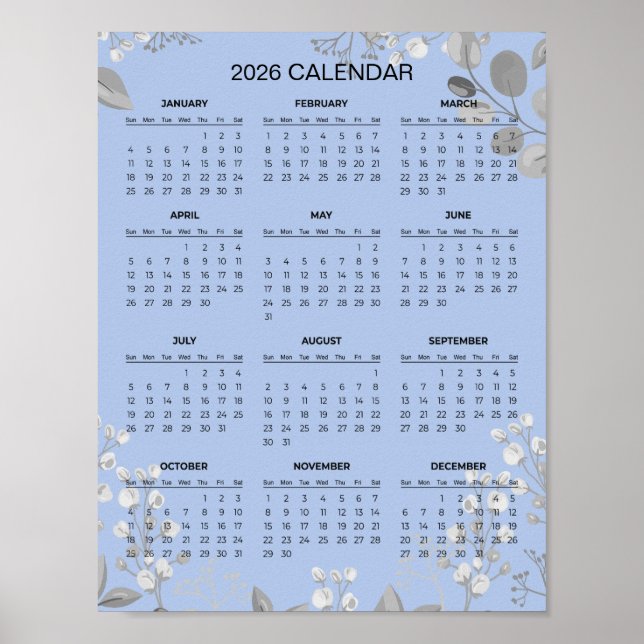 Póster Simple Yet Elegant Floral 2026 Calendar |  (Frente)