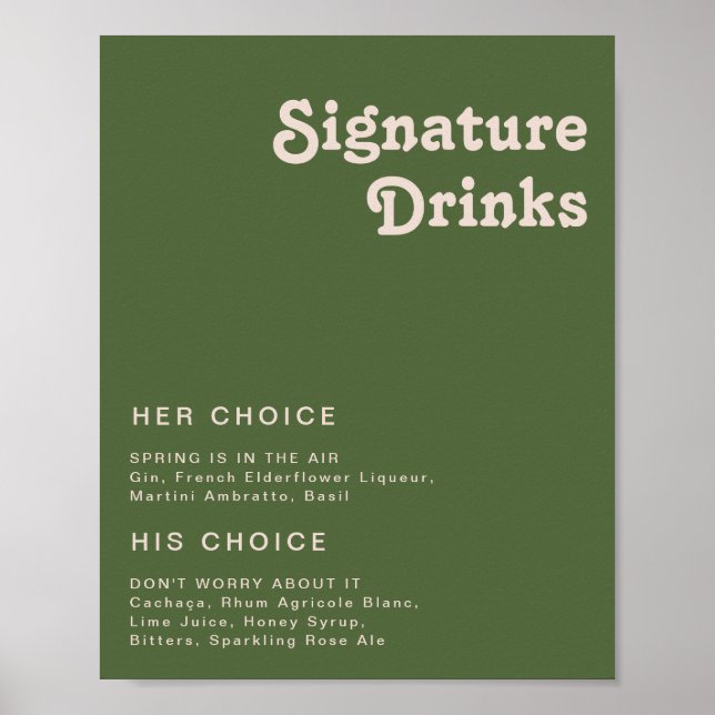 Póster Simples Vibraciones Retro | Bebidas Destacadas Ver (Frente)