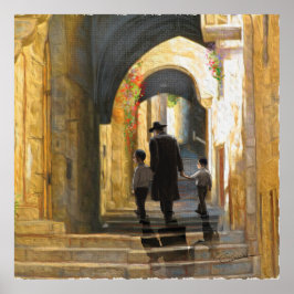 Póster Simta Jerusalem Old City Israel Oil Pintage ART