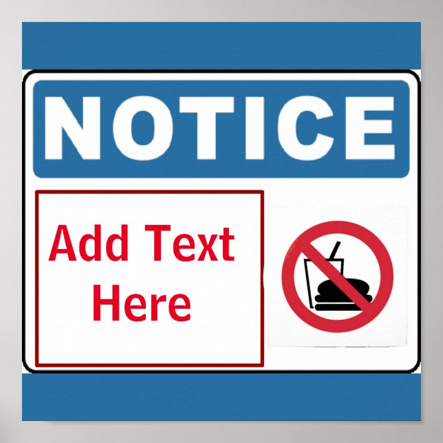 Póster Sin alimentos en las instalaciones, añadir texto,  (Frente)