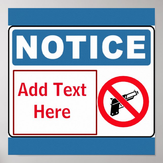 Póster Sin armas en las instalaciones, añadir texto, Rótu (Frente)