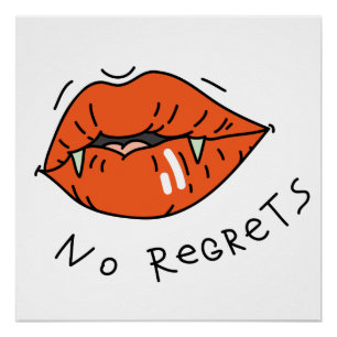 Póster Sin arrepentimiento los labios rojos contra San Va